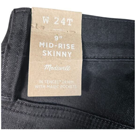 New Madewell 9" Mid Rise Skinny Crop Jeans Black Size 24 X 30 Tall - Picture 3 of 5